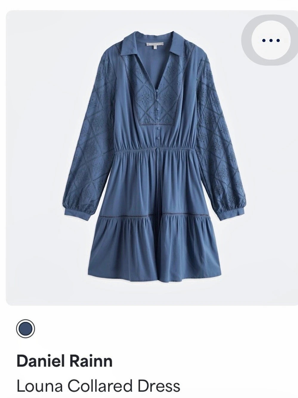 Daniel Rainn Louna Collared Embroidered Mini Dress in Blue Size XXL Like New